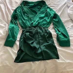 Green silk dress